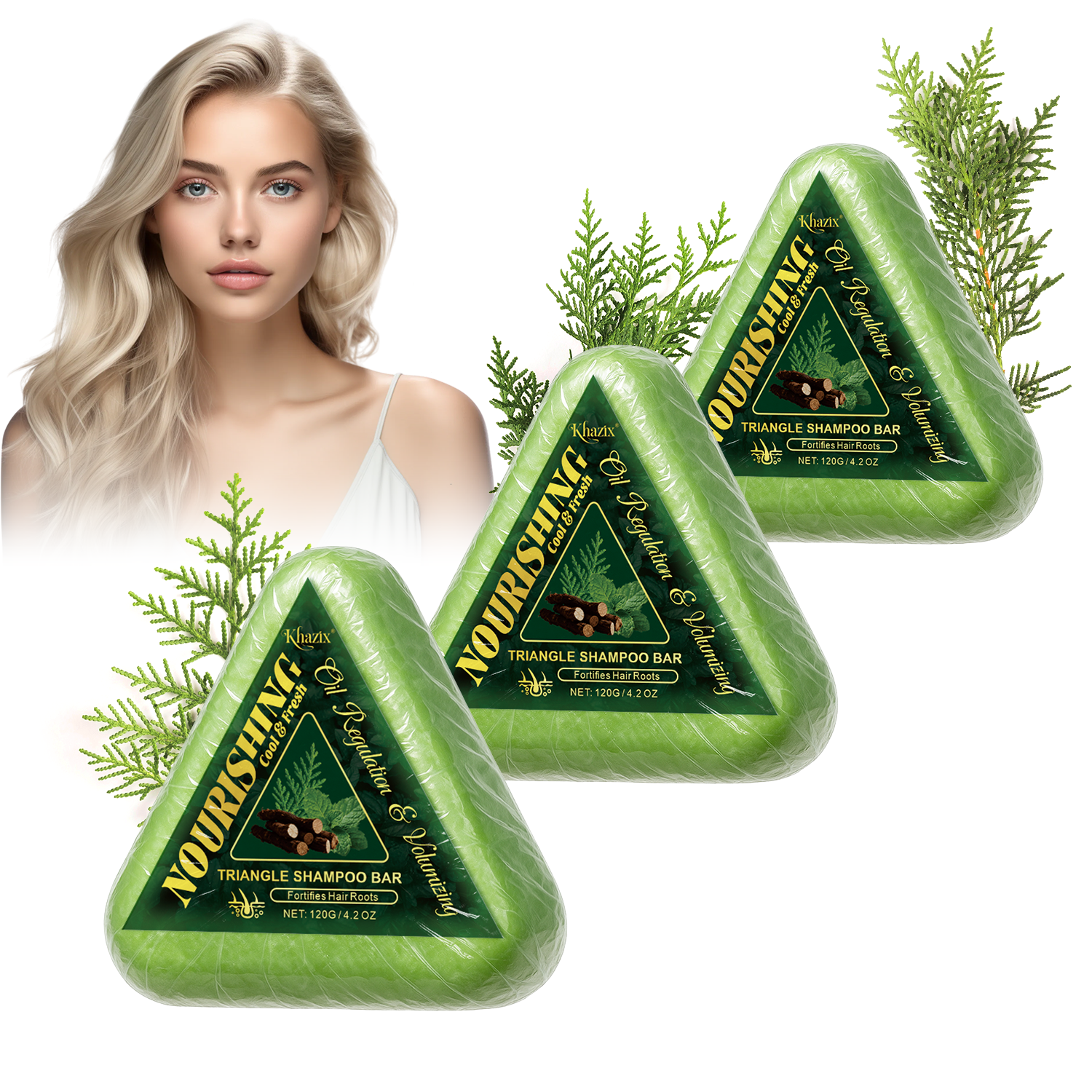 Hair Care Herbal - Green Triangle Soap Shampoo Bar with