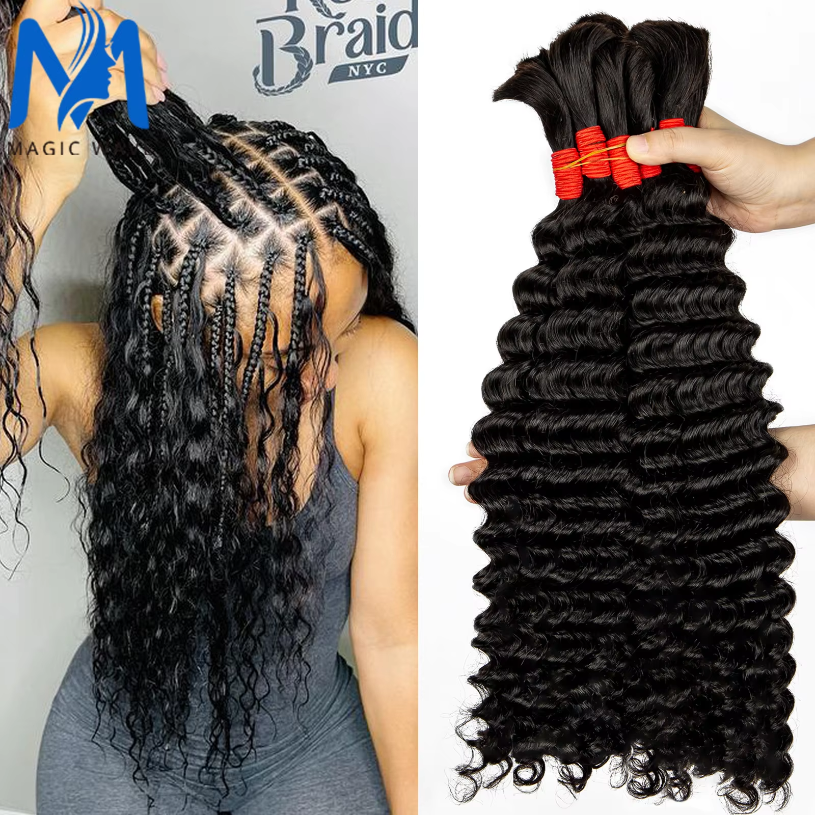16-24inch Human Hair Bulk for  – Hair Care For Wavy Hair recenzja i cena