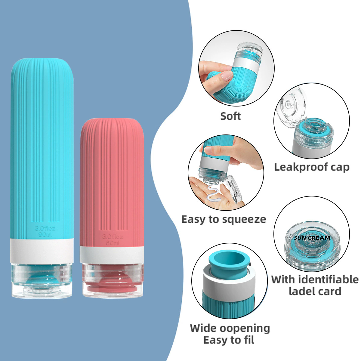 Silicone Travel Bottles Set, L – Dry Shampoo Travel recenzja i cena